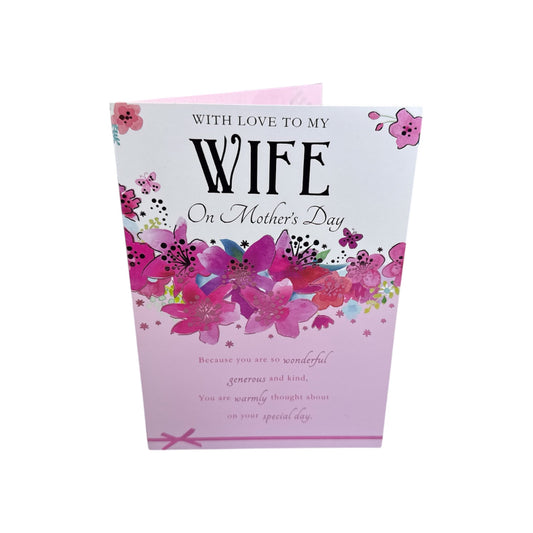 With Love To My Wife Pink Flowers Design Mother's Day Card