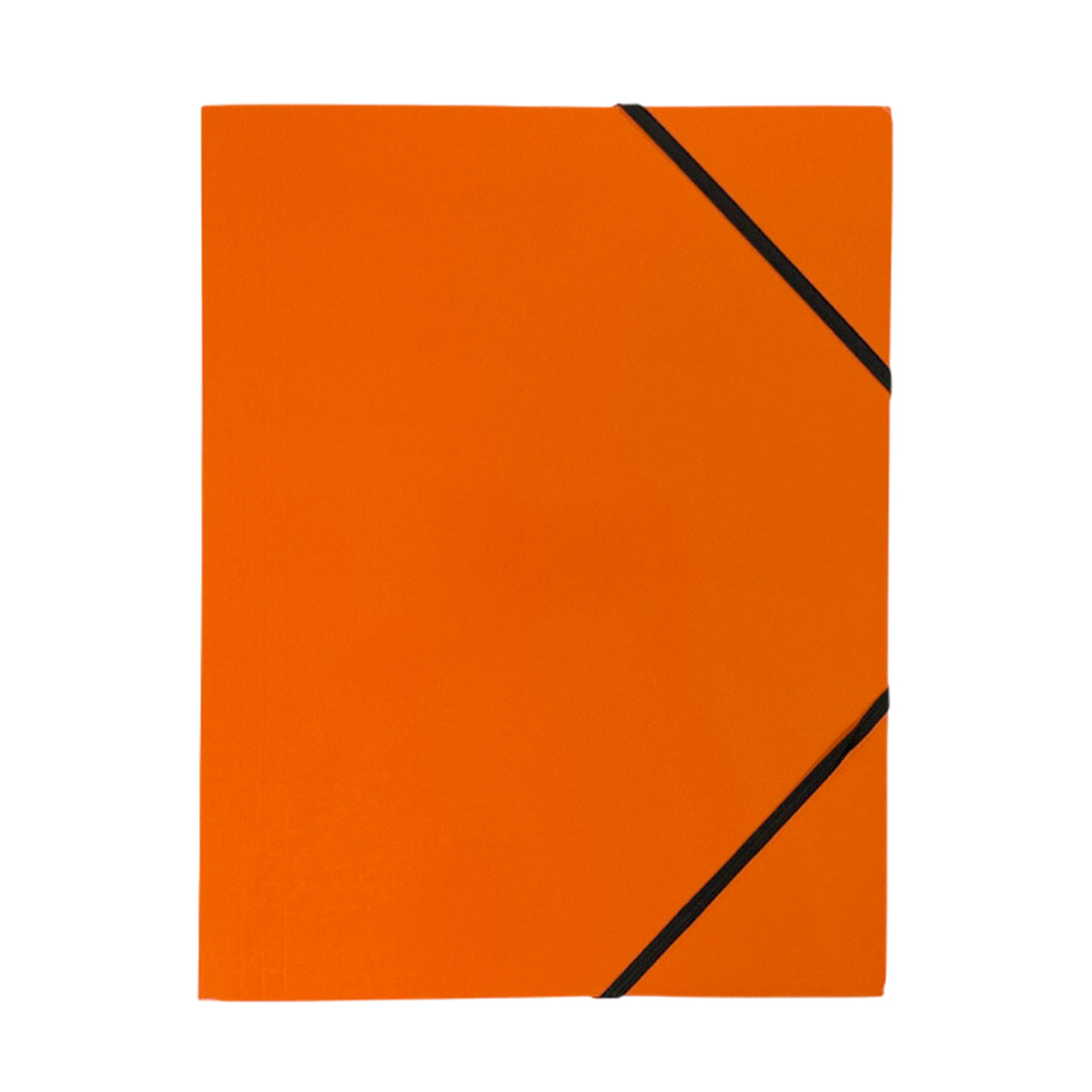 Pack of 12 Janrax A4 Orange Laminated Card 3 Flap Folders with Elastic Closure