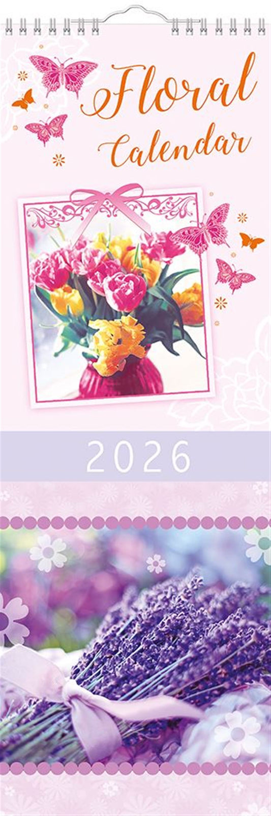 Slim Month To View Calendar 2026 – Photographic Floral – 143mm x 417mm
