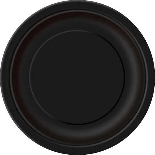 Pack of 16 Midnight Black Solid 9 inch Dinner Plates