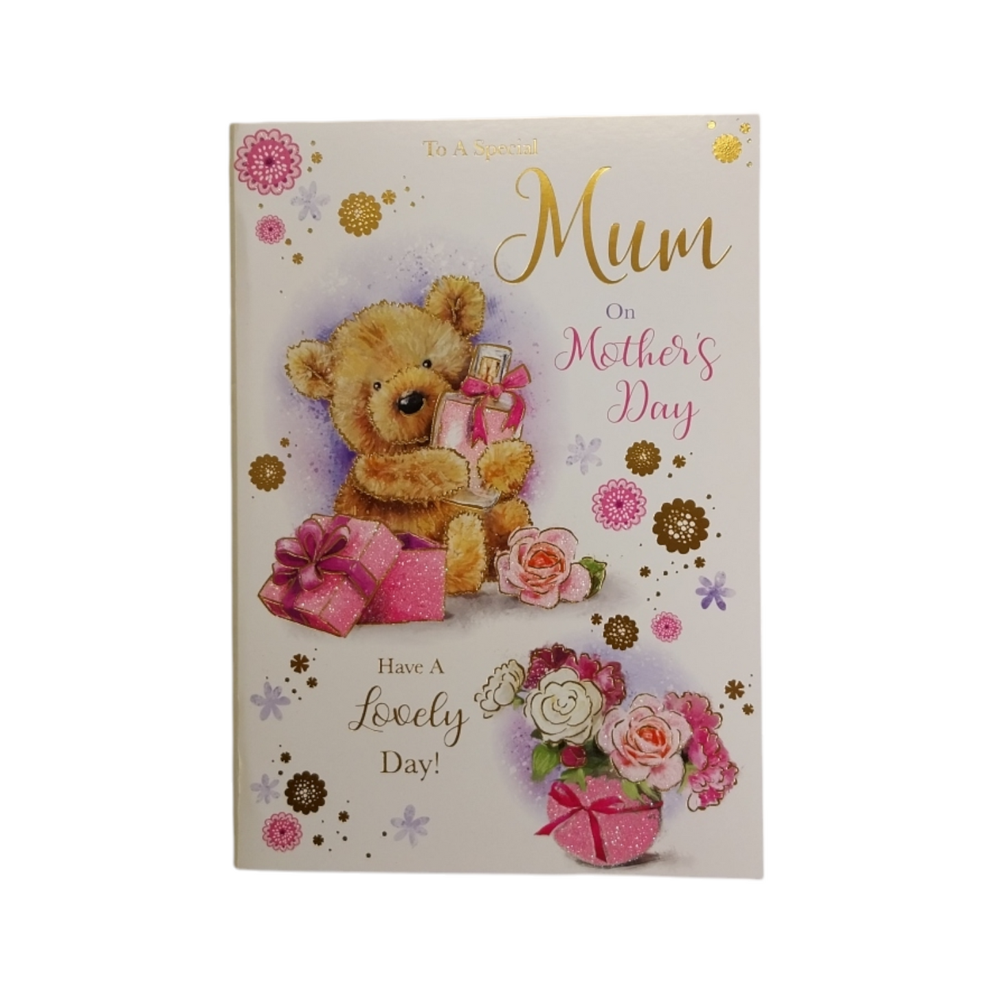 To A Special Mum Cute Teddy With Perfume Bottle Design Mother's Day Card