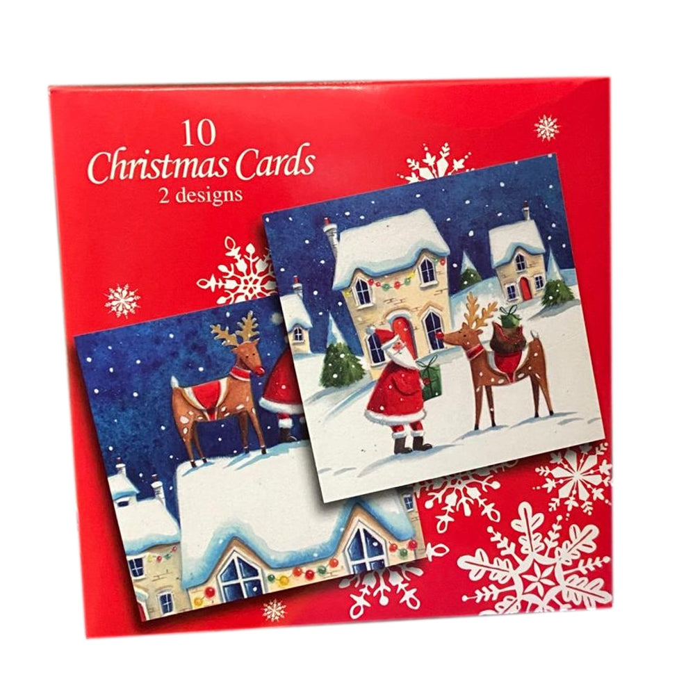 Multipack of 10 Christmas Cards with 2 Design Cards