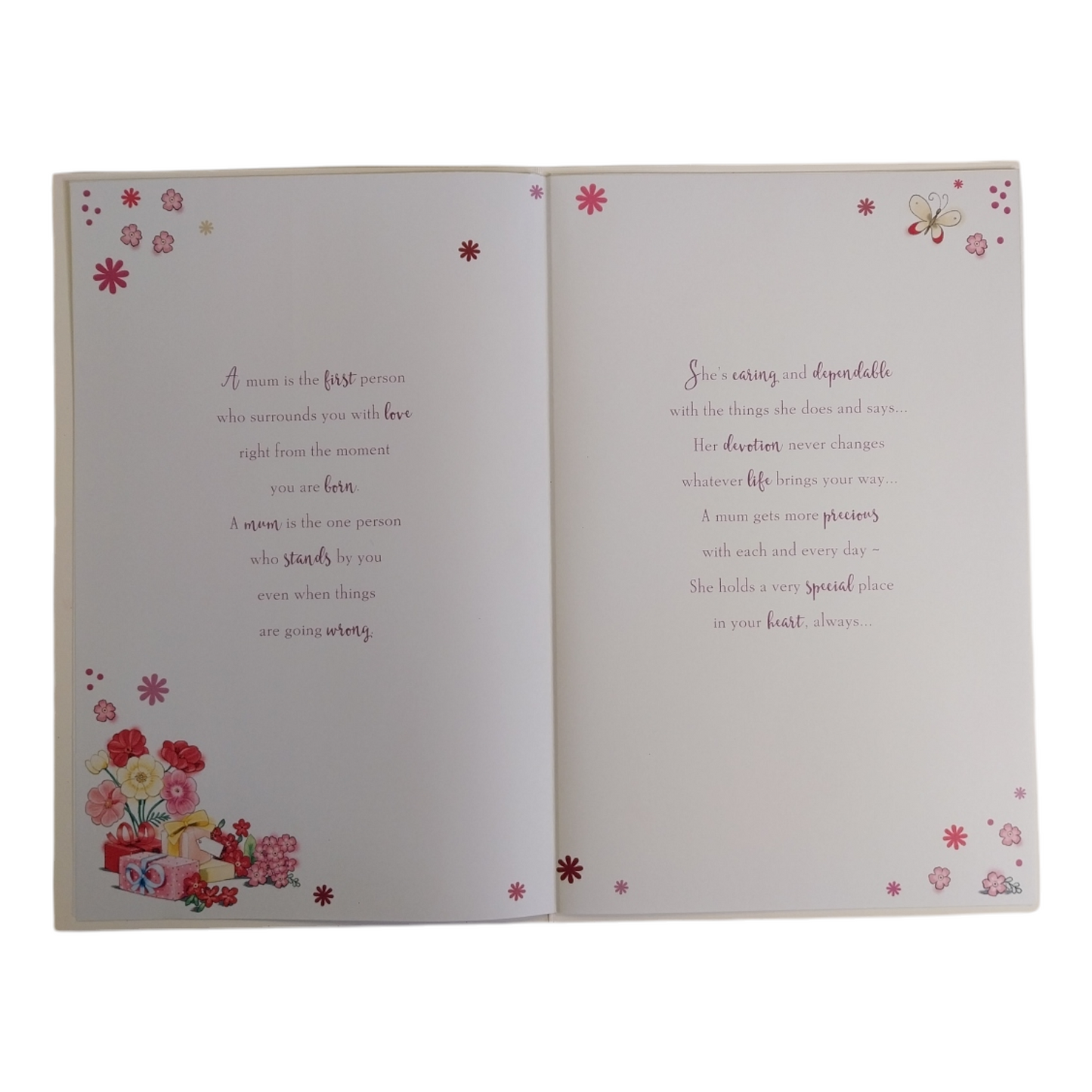 For A Special Mum Teddy Design 8 Page Insert Luxury Mother's Day Card
