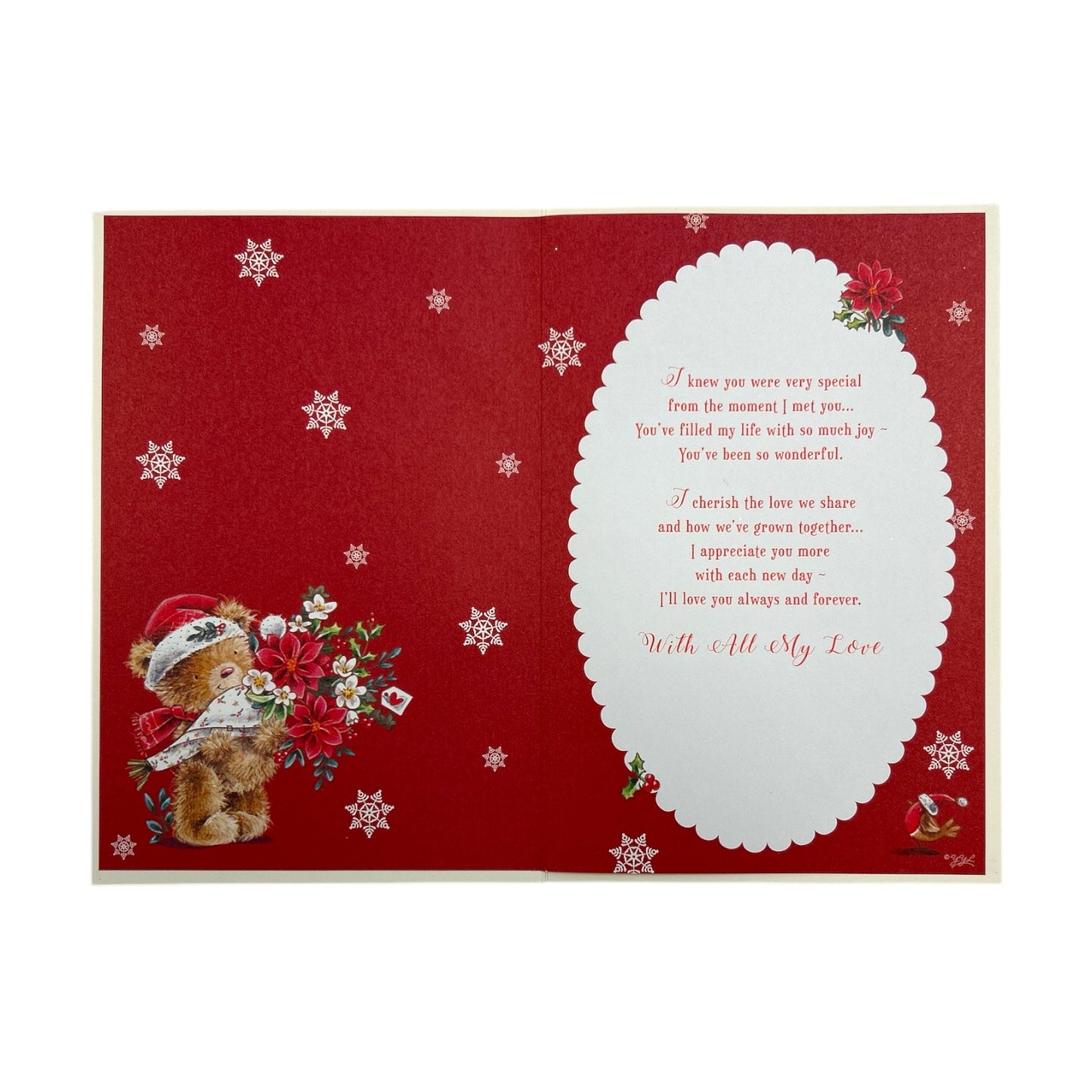 Cute Teddy and Festive Wishes With Love To My Partner Christmas Card