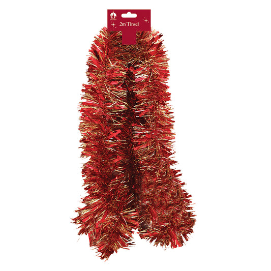 2m Christmas Chunky Tinsel - Red & Gold