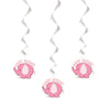 Pack of 3 26" Baby Shower Umbrellaphants Pink Hanging Swirl Decorations