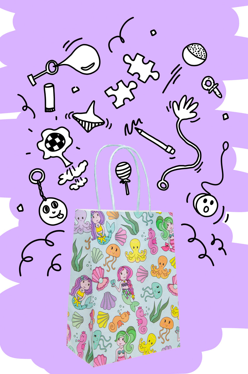 Pack of 12 Mermaid Design Paper Gift Bags