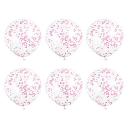 Pack of 6 Clear Latex Balloons with Hot Pink Confetti 12