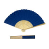 Navy Blue Paper Foldable Hand Held Bamboo Wooden Fan by Parev