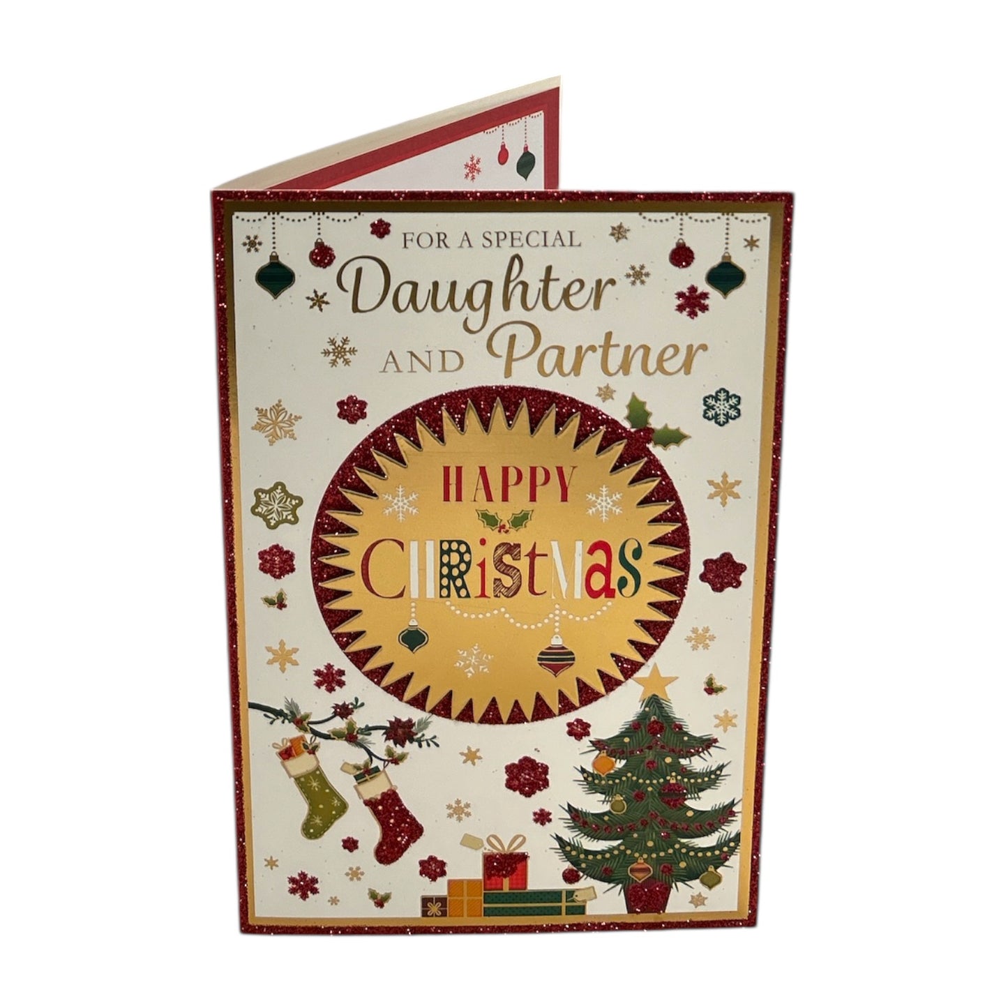 With Love To My Special Fiance Gold Frame Design Christmas Card