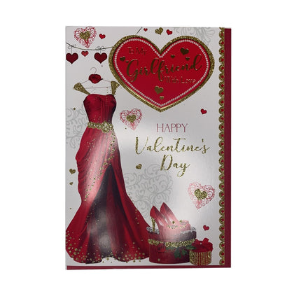 To My Girlfriend With Love Beautiful Red Dress Design Valentine's Day Card