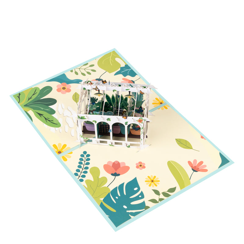 Blooming Haven Botanical 3D Greenhouse 3D Pop Up Greeting Card