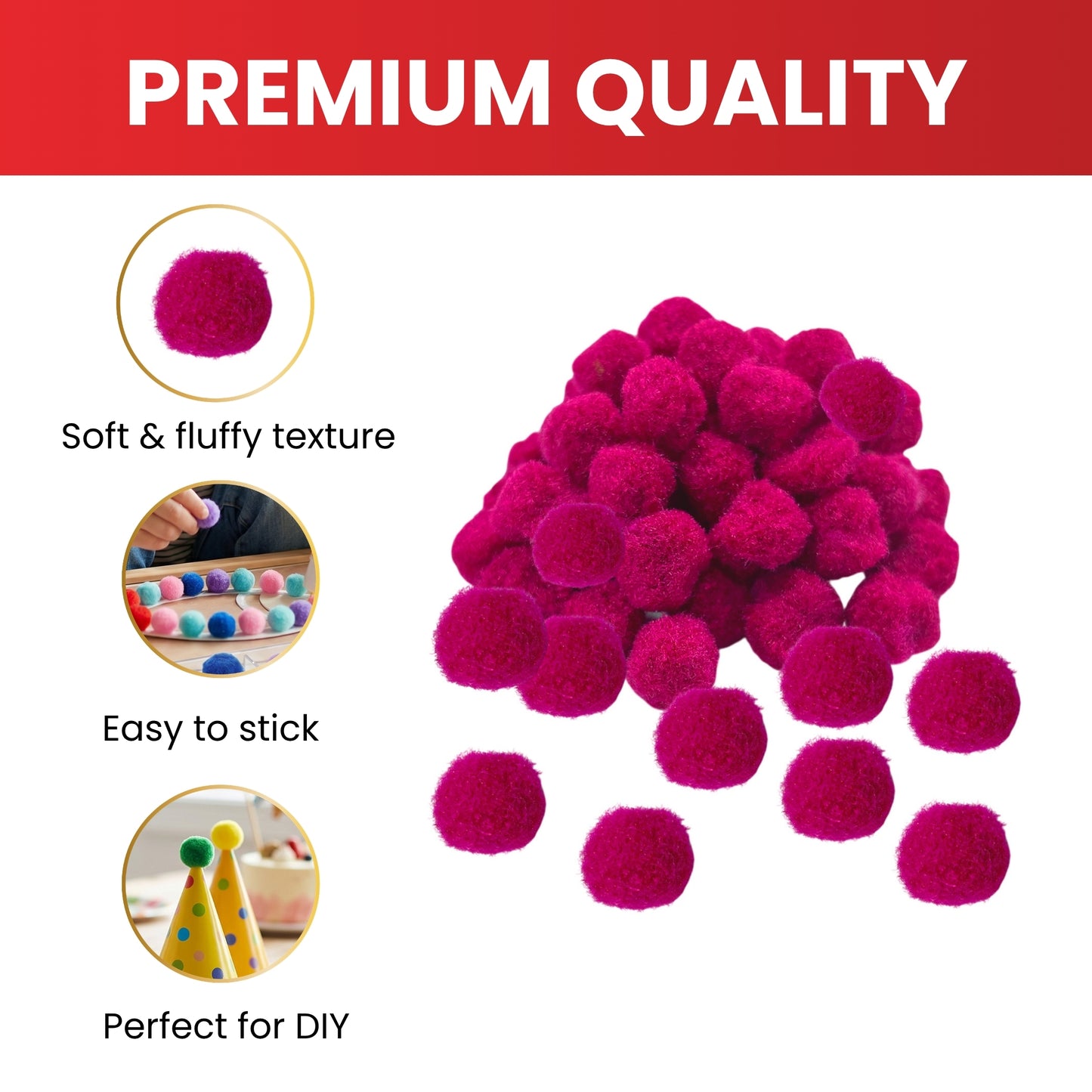 Pack of 500 Beige Pom Poms 1.5cm – Soft Fluffy Craft Balls