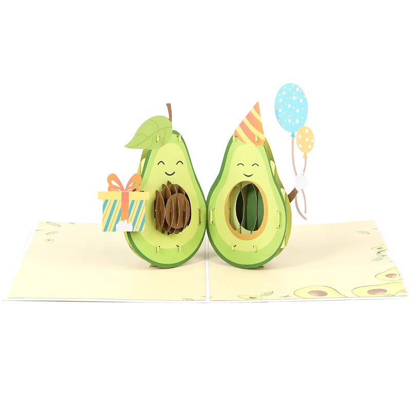 Cute Avocados 3D Pop Up Birthday Card