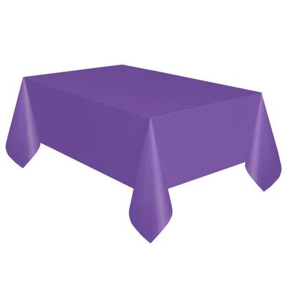 Neon Purple Solid Rectangular Plastic Table Cover 54