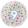 Rainbow Confetti Birthday Number 9 Round Foil Balloon 18"