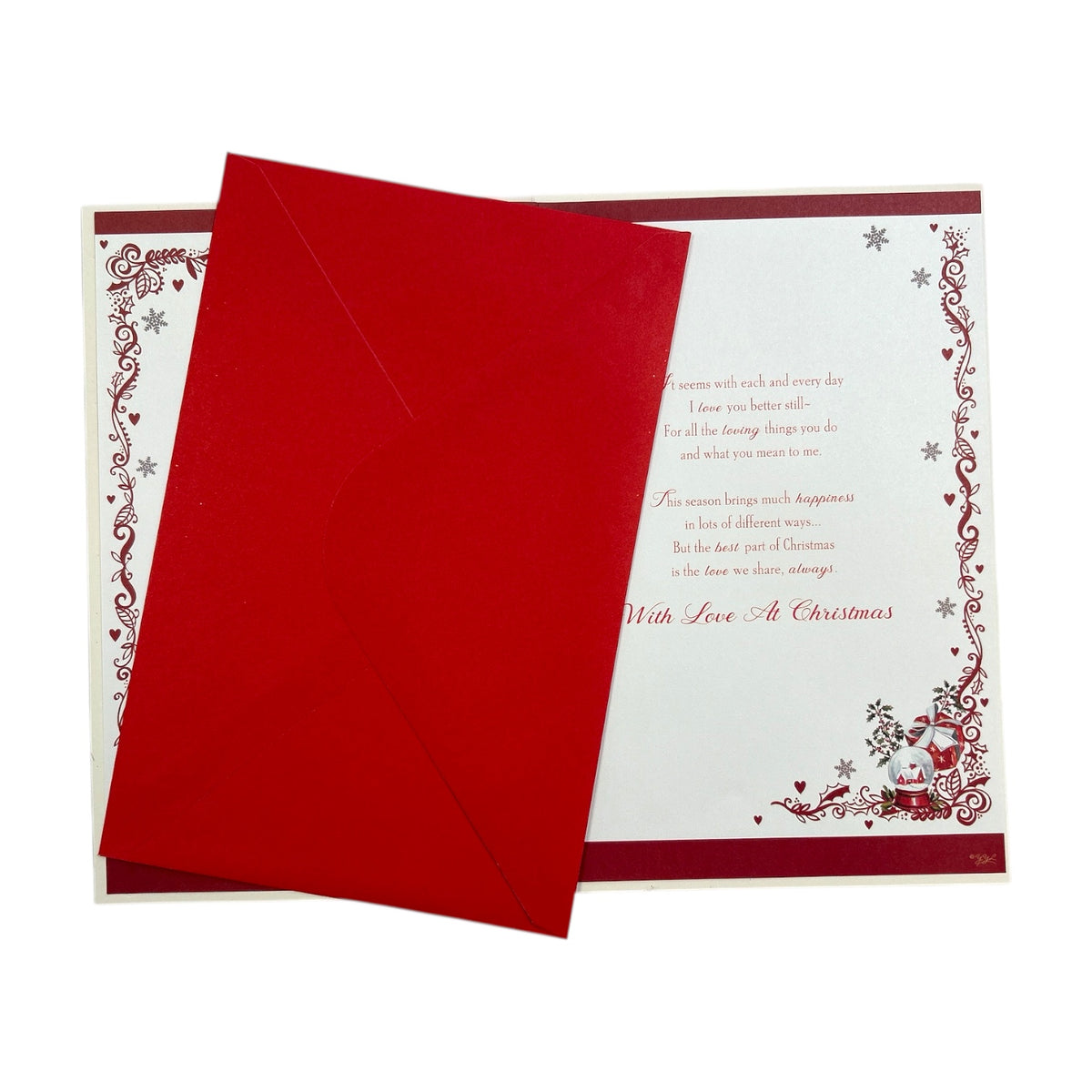 Festive Red & Gold Design Romantic Partner Christmas Card