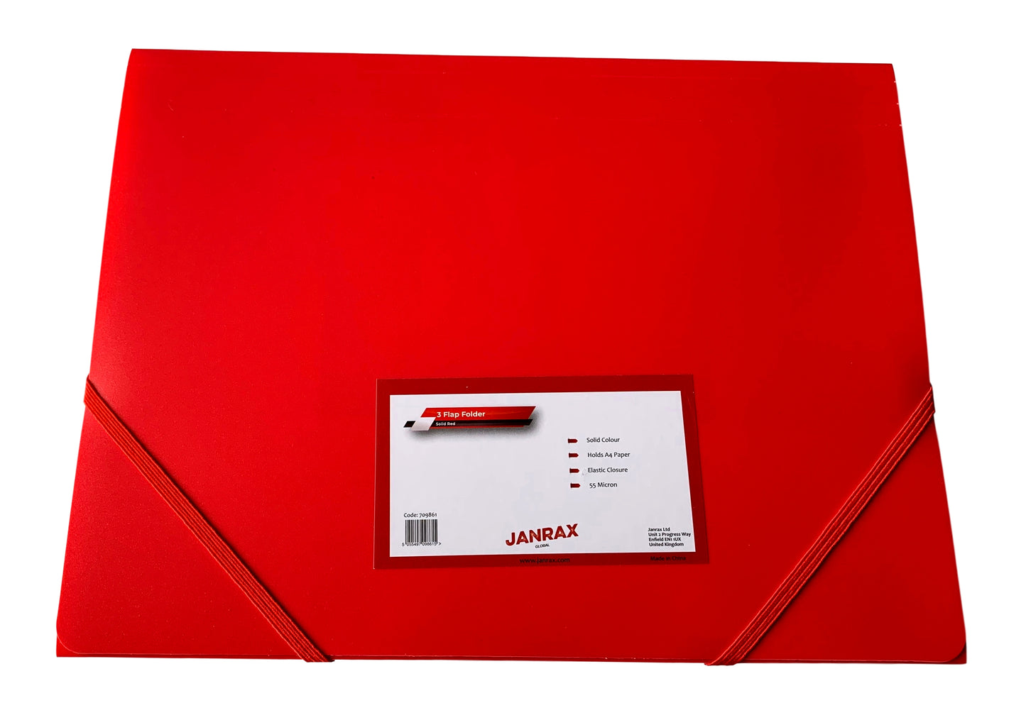 Pack of 12 A4 Red 3 Flap Folders with Elasticated Closure