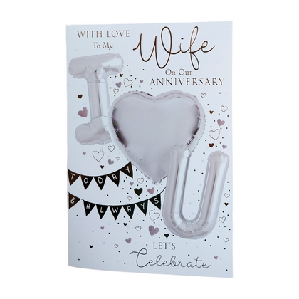 With Love To My Wife Happy Anniversary Balloon Boutique Greeting Card