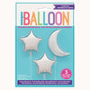 Pack of 3 Moon & Stars Shaped Foil Balloon Kit