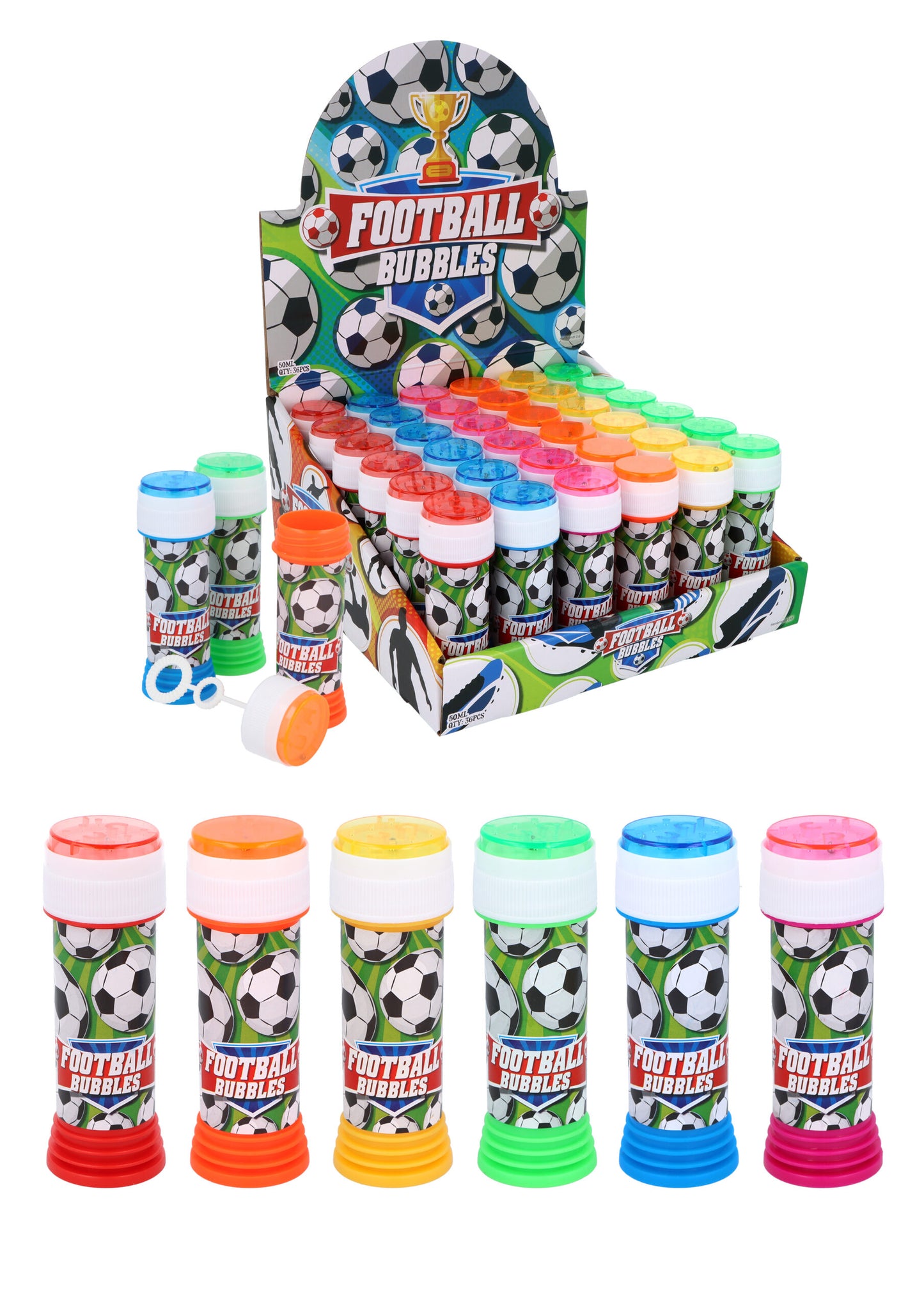 Box of 36 Football Bubble Tubs with Wand (50ml)