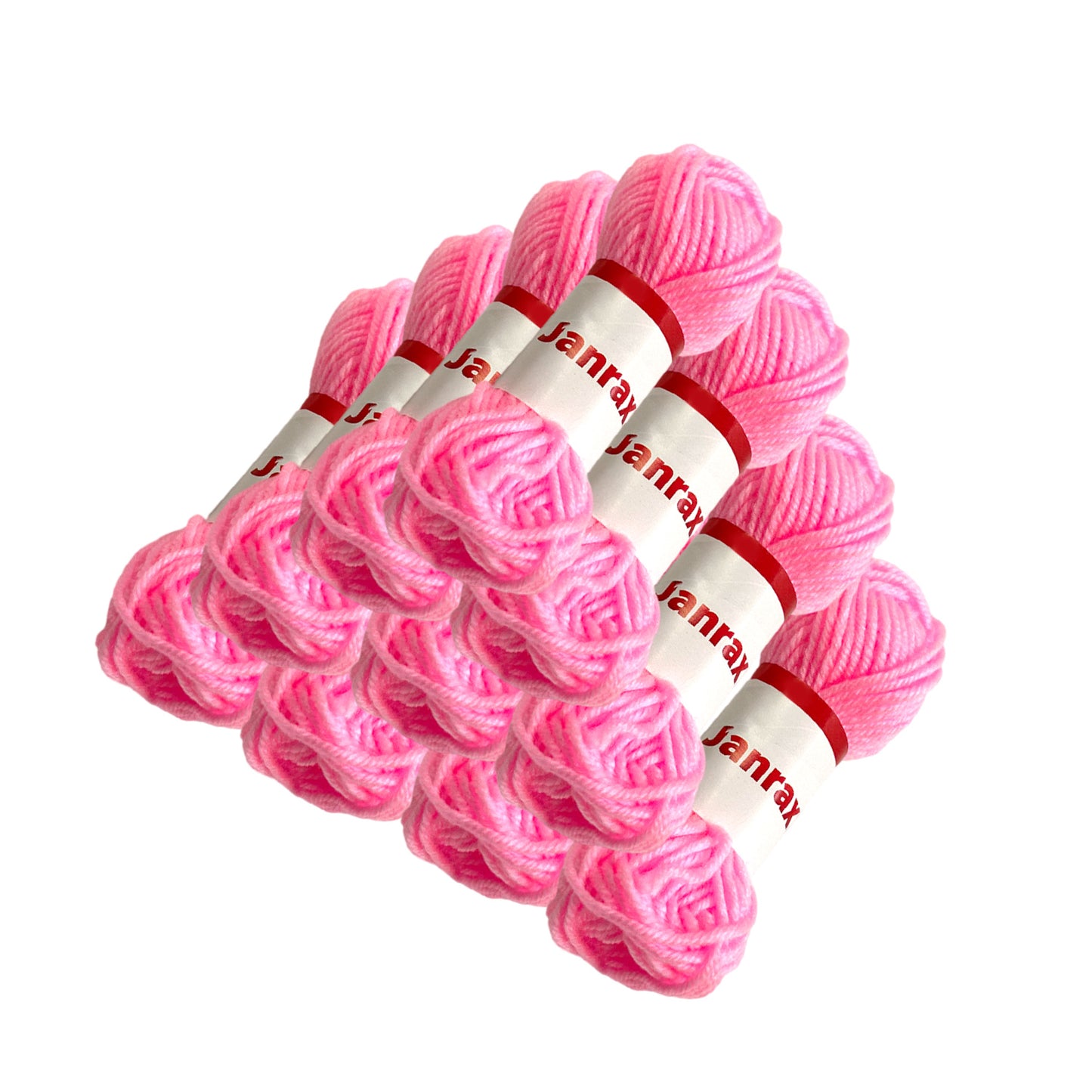 Pack of 10 Pink Acrylic Yarn Rolls – 10g each, 4 Strand 8 Ply Knitting Wool