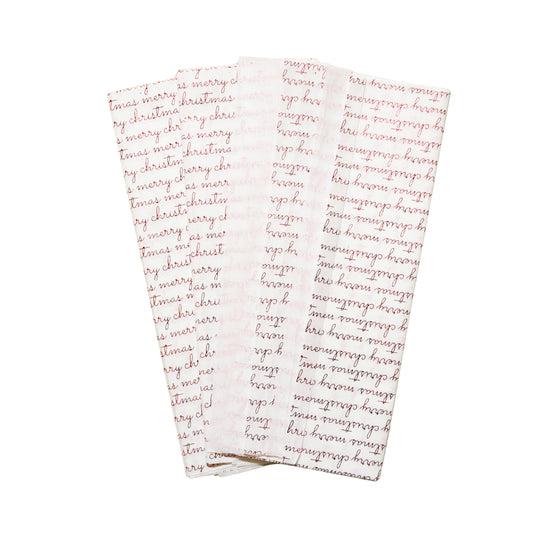 Pack of 10 Merry Christmas Luxury Red Metallic Plastic-Free 18gsm Tissue Paper Sheets 50x70cm - Patterned Tissue Paper for Xmas, New Year, Party, Wedding, Birthday Packing Present Gift Box DIY Art Crafts