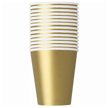 Pack of 14 Gold Solid 9oz Paper Cups