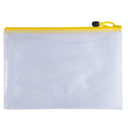 Pack of 12 A4 Yellow PVC Mesh Zip Bags