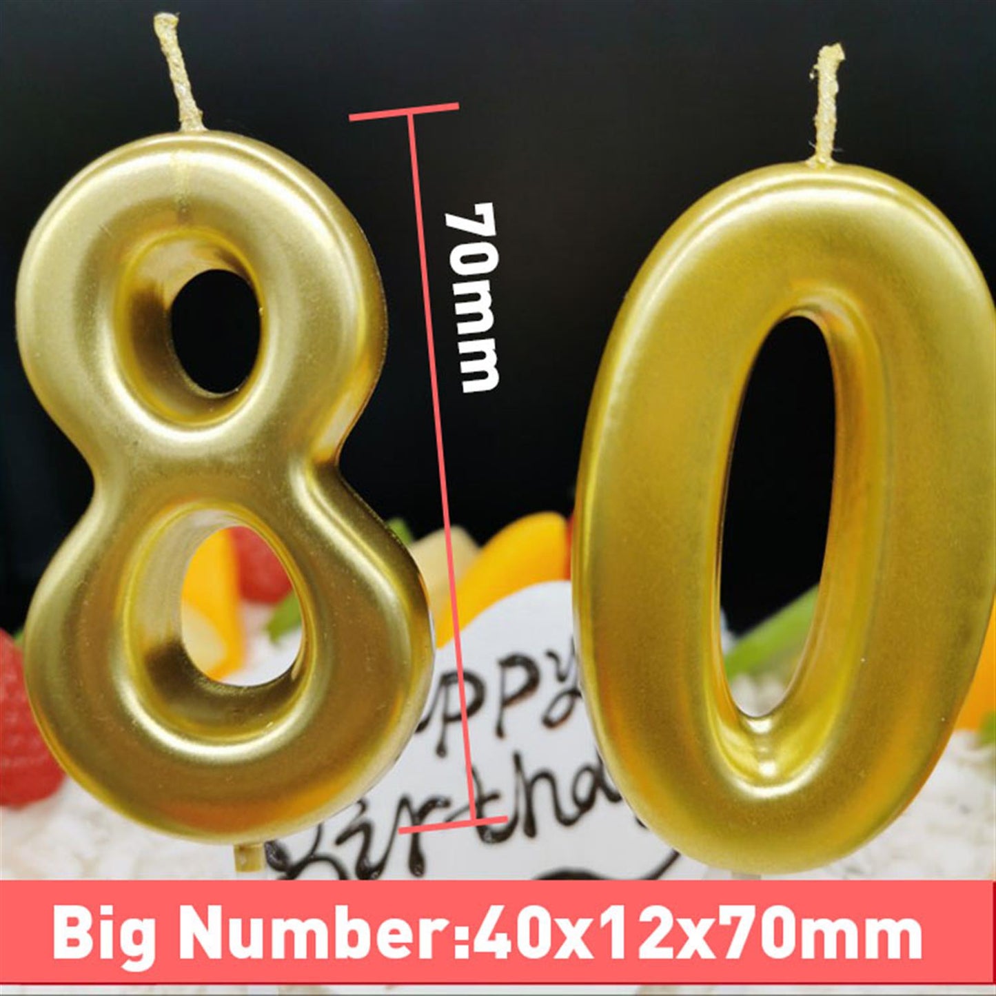 8 Number Gold-Plated Candle For Birthday Party