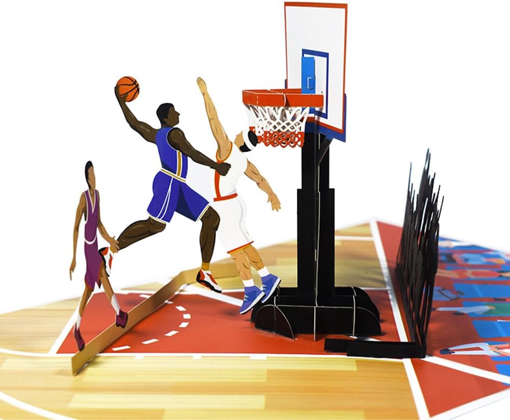 Basketball Players 3D Pop Up Greeting Card
