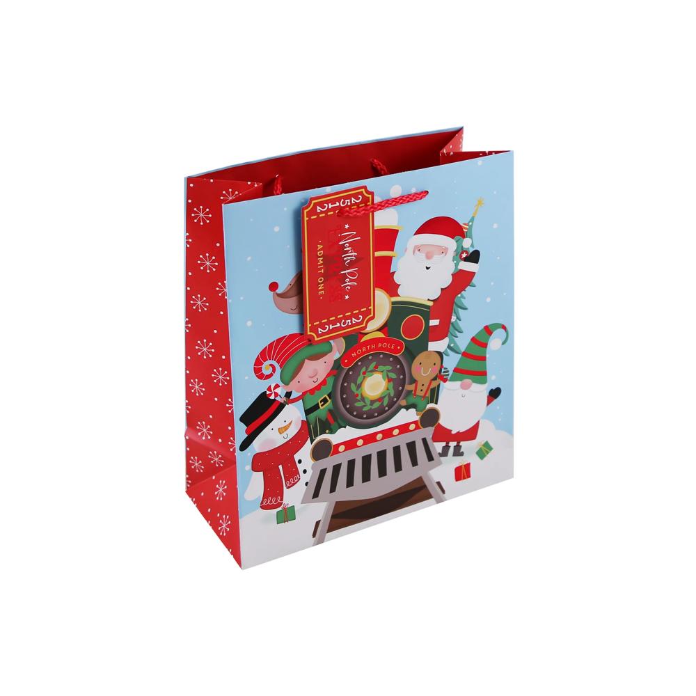 Christmas Santa Train Medium Gift Bag