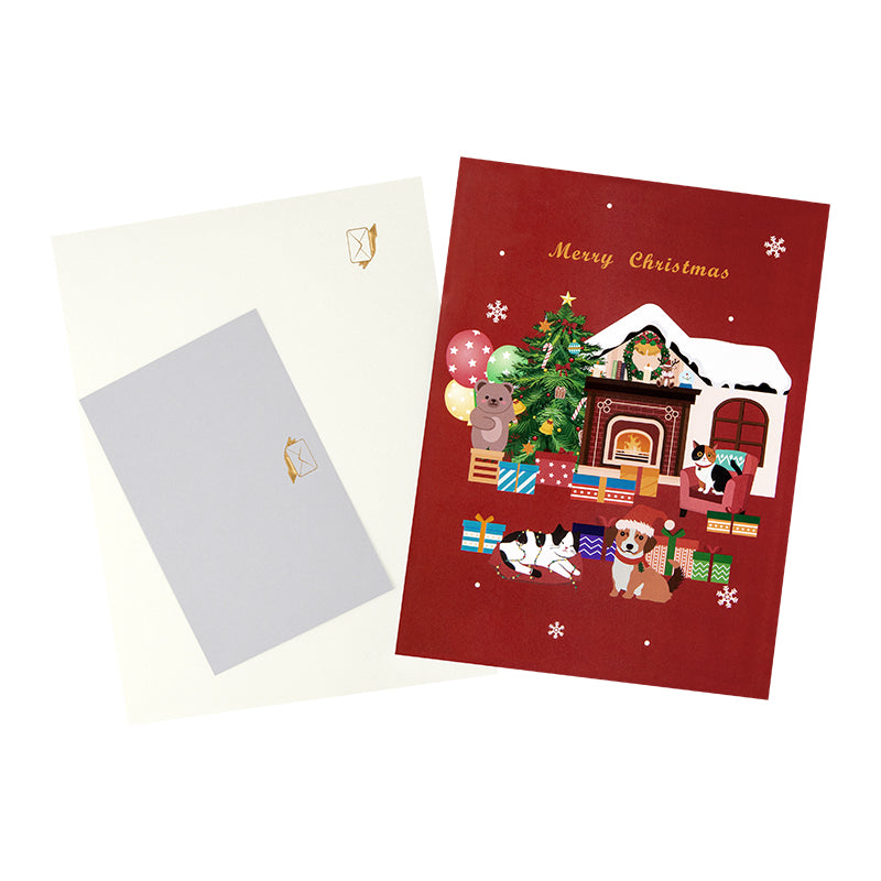 A Warm Xmas Eve Holiday 3D Pop Up Christmas Card