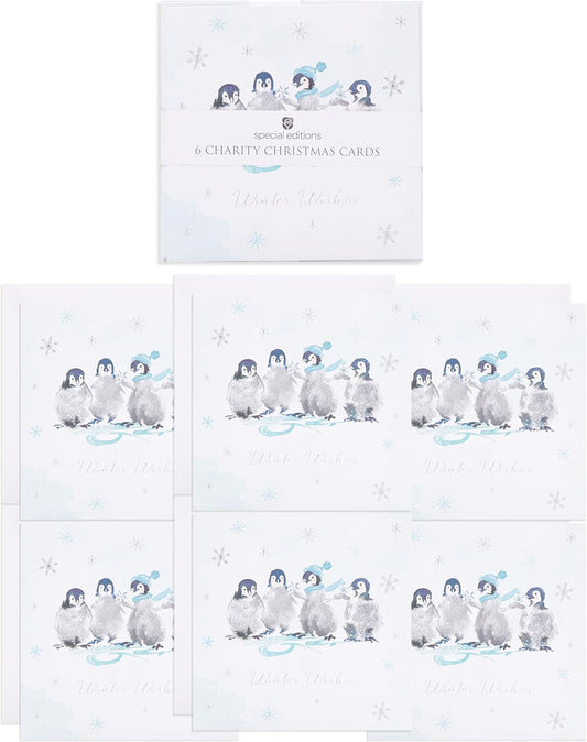 Multipack of 6 Penguins Design Christmas Cards with Envelopes