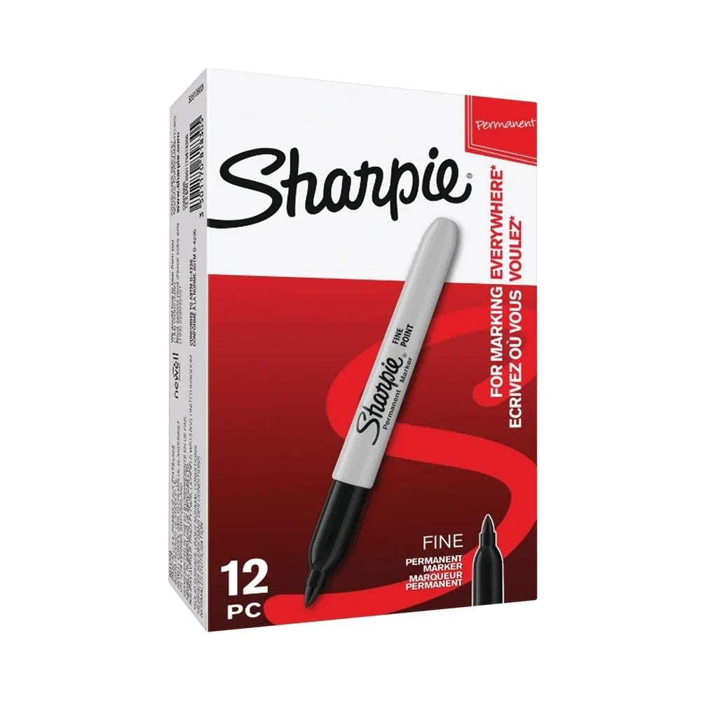 Pack of 12 Black Sharpie Fine Permanent Marker Pens