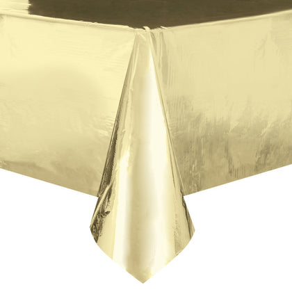 Gold Foil Rectangular Plastic Table Cover, 54