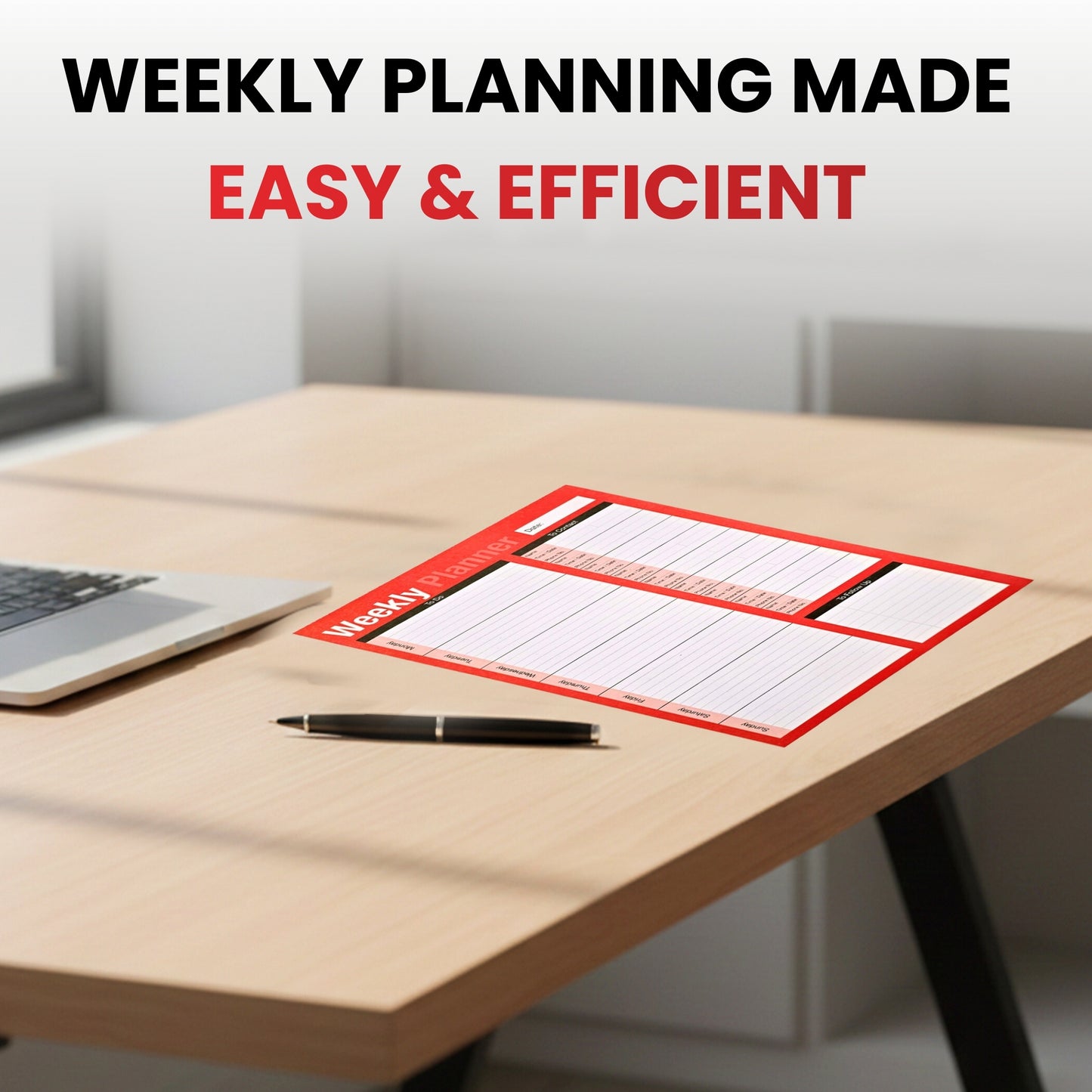 A4 Undated Week to View Desk Planner – 52 Tear‑Off Sheets Weekly To‑Do & Contact Pad