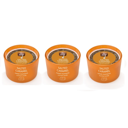 Pack of 3 Salted Caramel Scented Coloured Jar Candles 85G