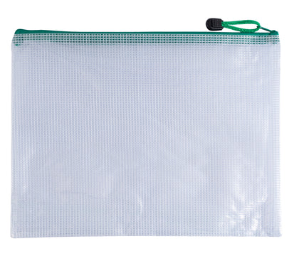 Pack of 12 A3 Green PVC Mesh Zip Bags