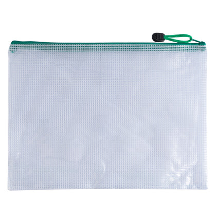 Pack of 12 A4 Green PVC Mesh Zip Bags