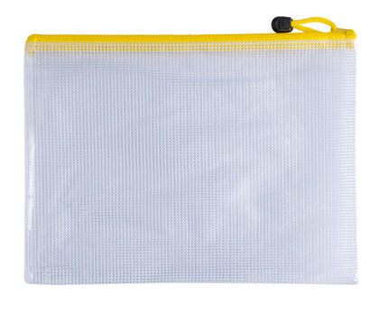 Pack of 12 A3 Yellow PVC Mesh Zip Bags