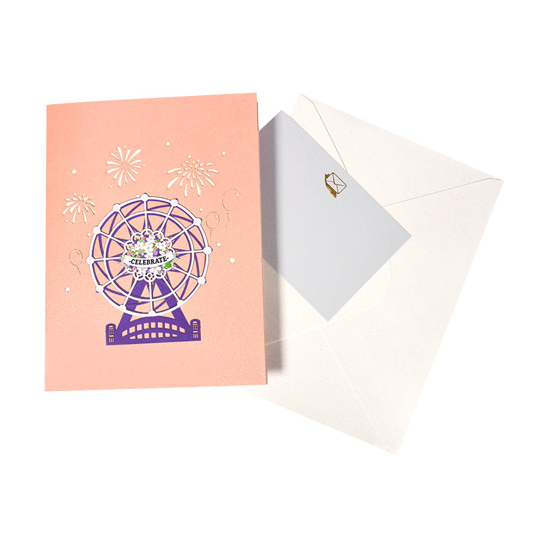 Flower Ferris Wheel Design Celebrate 3D Pop Up Greeting Card