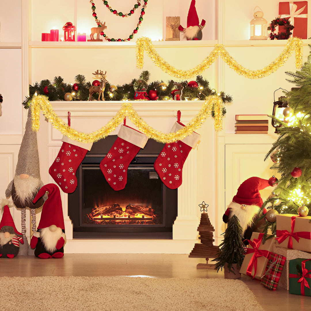 Christmas Die Cut Xmas Tree Red Tinsel 2m