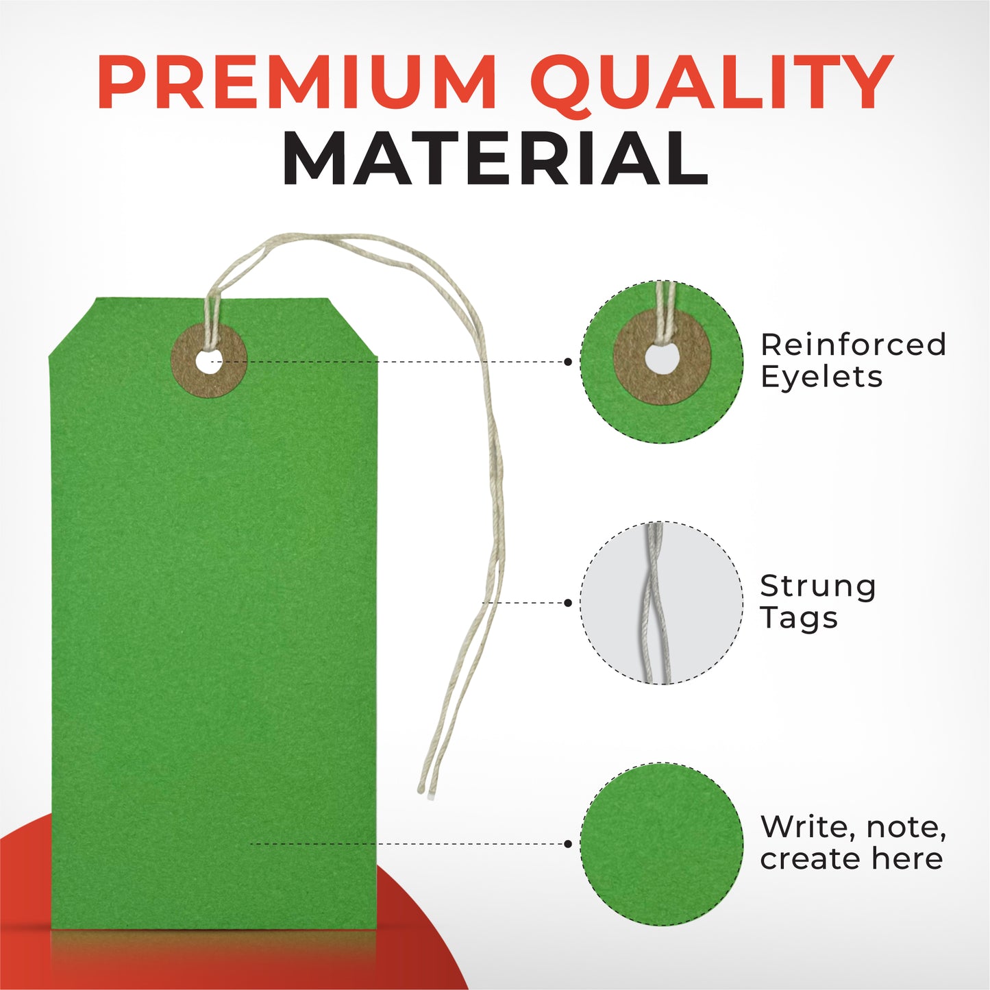 Pack of 50 Green Strung Tags 120mm x 60mm
