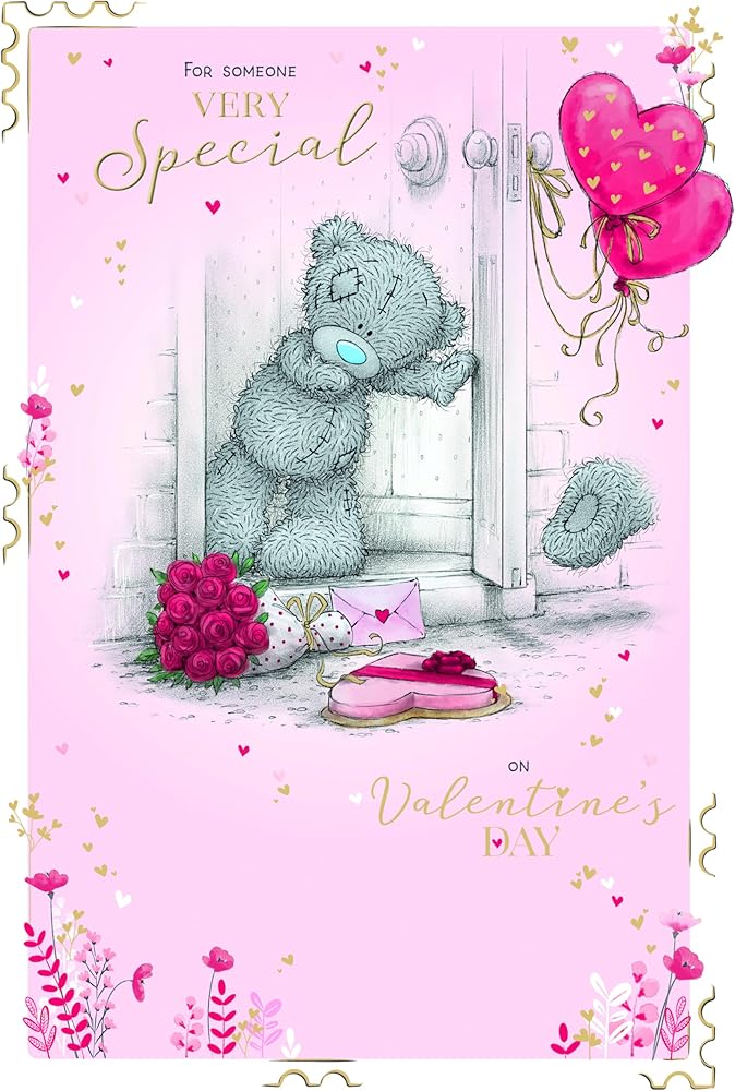 Bear At Door With Gifts Someone Very Special Valentine's Day Card