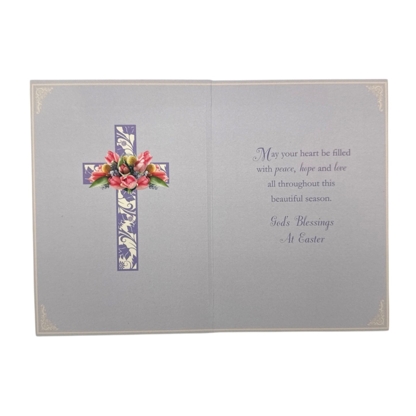 To Both Of You Pink Floral Cross Design Easter Card