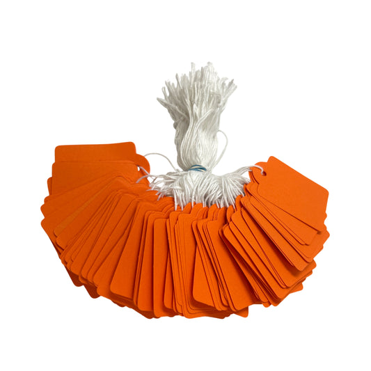 Pack of 600 Large Orange Strung Tags 36 x 53mm