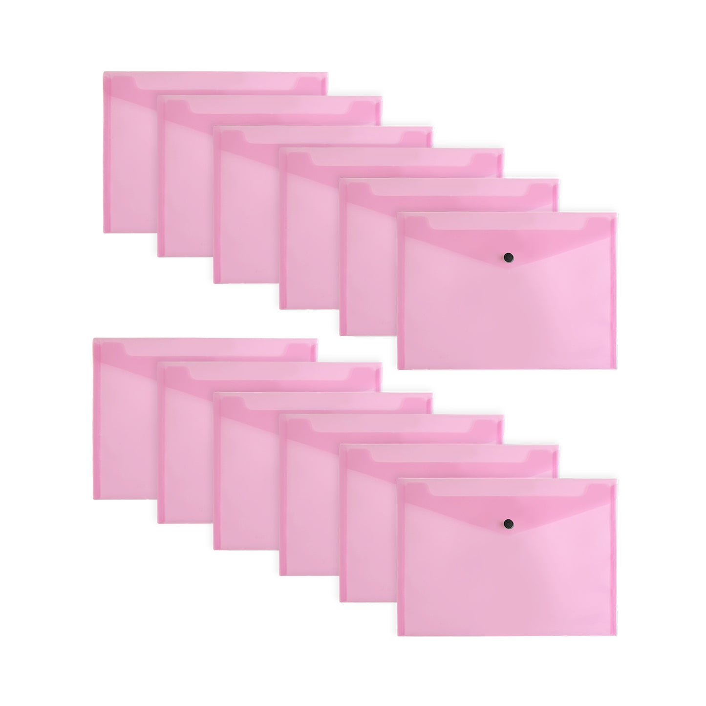 Pack of 12 Janrax A4 Pink Document Wallets - Button Stud Folder