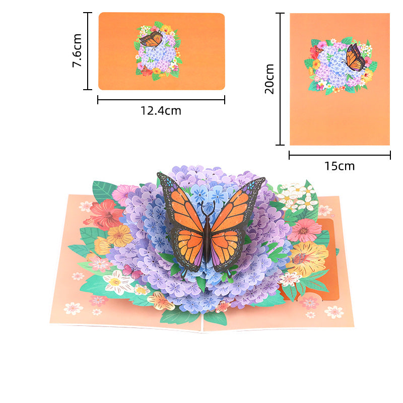 Hydrangea Harmony Butterfly 3D Pop Up Greeting Card