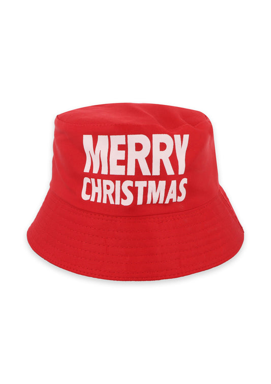 Merry Christmas Bucket Hat (Adult) - Party Hat Novelty Xmas Fancy Dress Accessory